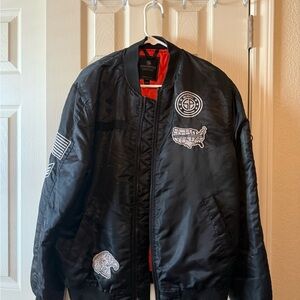 South Pole Black Bomber Jacket with Patches